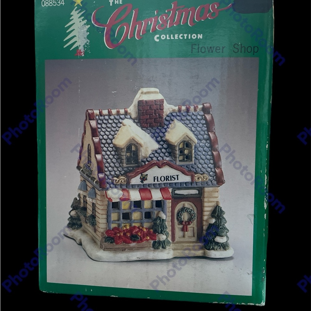 Vintage Small The Christmas House Collection Flower Shop illuminated porcelain.
